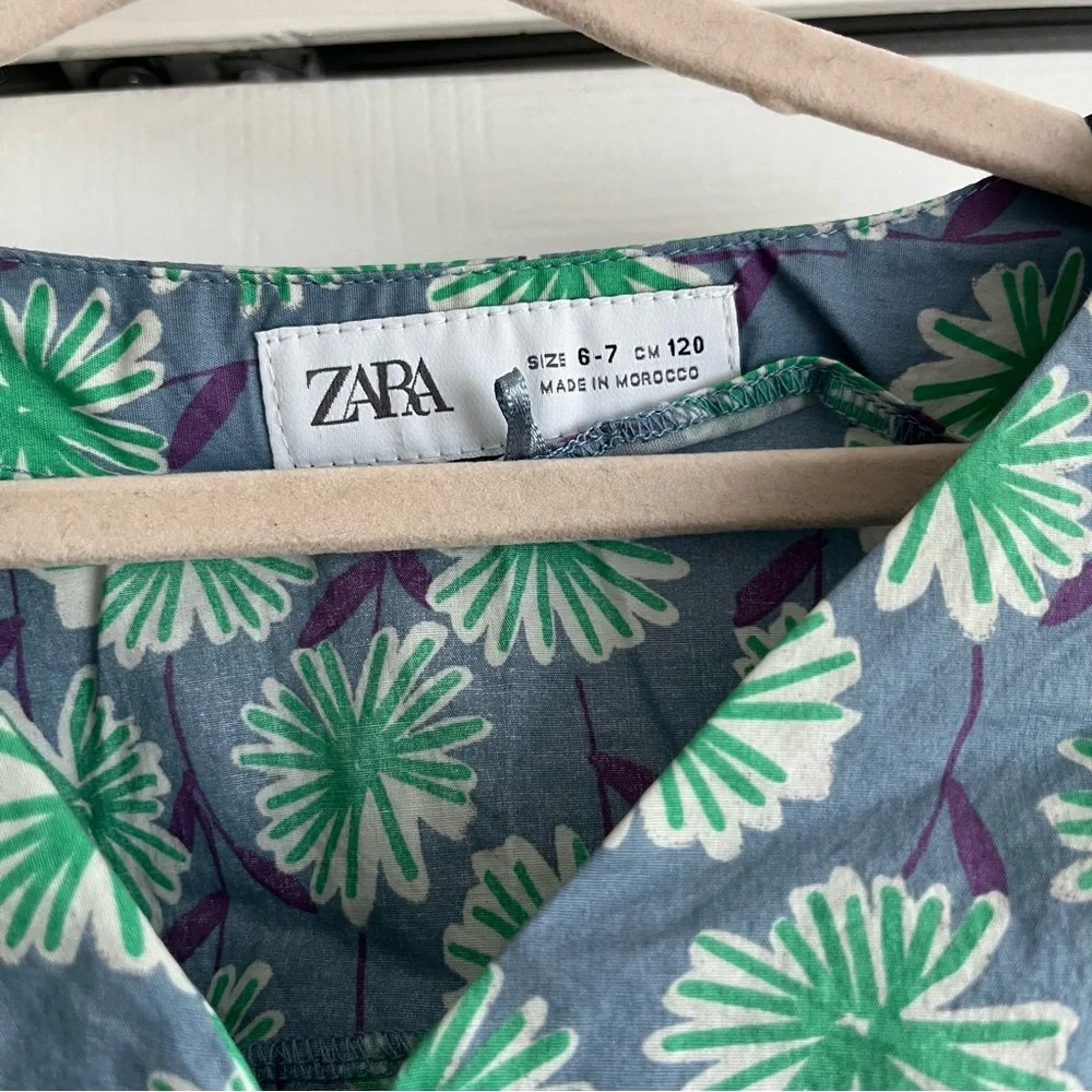 Zara Girls Floral Tie Front Blouse Top